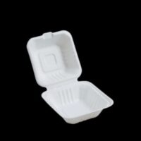 6"x6" White Clamshell bagasse box