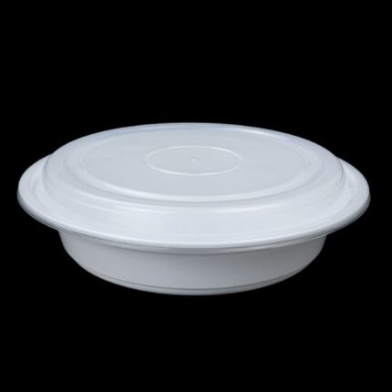 8" 37 oZ White Plastic Containers