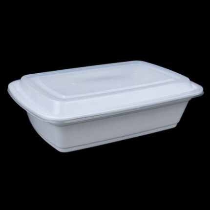 38 oz White Plastic Rectangular Containers