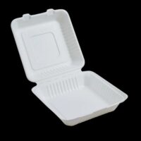 8"x8" Clamshell Bagasse Box