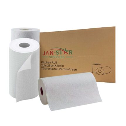 White Kitchen Roll – 2ply 75sheets/Roll 24 Rolls/Pack