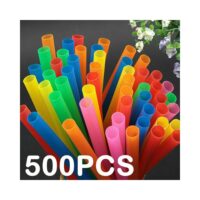 10" Plastic Straws- Individually Wrapped - Multicolored bubble tea straw