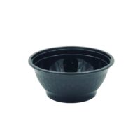 32oz Round Noodle Bowl – Black Microwavable container with clear lid – 150pcs Box