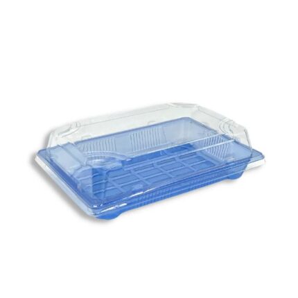 Blue PET Sushi Tray With Clear Lid