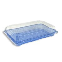 Blue PET Sushi Tray With Clear Lid