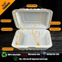 8X8 MFPP Takeout container 1 Compartment Takeout Container